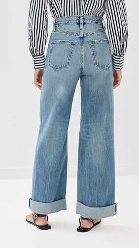 FRAME Women's Le Jane Wide Leg Cuffed Jeans3