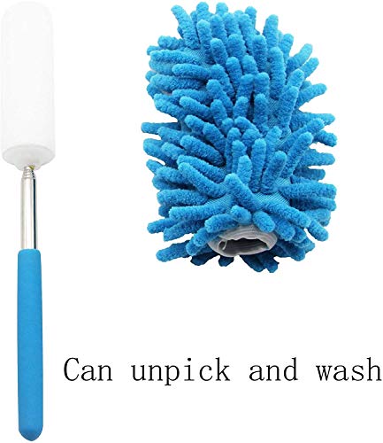 Image of Microfiber Retractable Cleaning Dust Remover, Removable and Cleanable Hand-held Dust Remover, Used to Clean Offices, Cars, Windows, Etc. (2 Pack, Blue+Green)