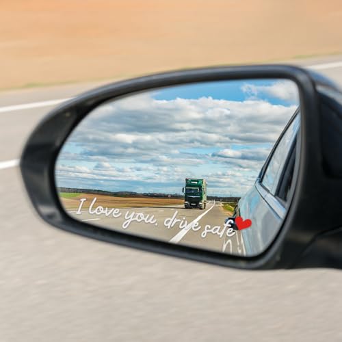 Image of I Love You Drive Safe Mirror Stickers, 3 Pcs Cute Car Mirror Stickers, Drive Safe Car Decals for Women, Vinyl Decal Sticker Cars Decor, Funny Cars Accessories Valentines Day Gifts (White)