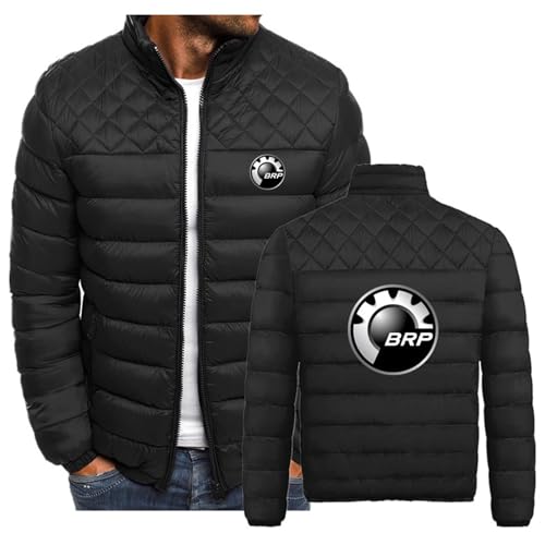 SIDHU Veste d'hiver pour homme pour BRP Can-am, isolée, légère, pliable, avec fermeture éclair complète, chaude, courte, en coton, rembourrée pour la marche et les voyages.,Black-XL