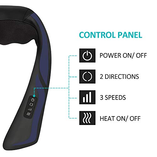 Nackenmassagegerät Shiatsu Massagegerät Nacken Schulter mit Wärmefunktion - Elektrisch Massager mit 3D-Rotation Massage, 3 Einstellbaren Geschwindigkeiten für Hause Büro Auto - Image 7