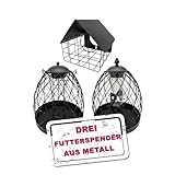 MeinWildvogel - 3er Set Vogelfutterstation Metall taubensicher...