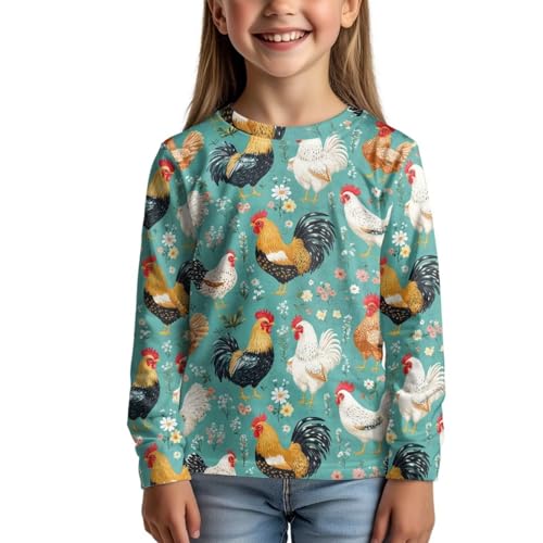 Image of WELLFLYHOM Long Sleeve T-Shirt for Boys Girls 3-16 Years Old Tee Tops Crewneck Pullover Shirts Fall Outfits