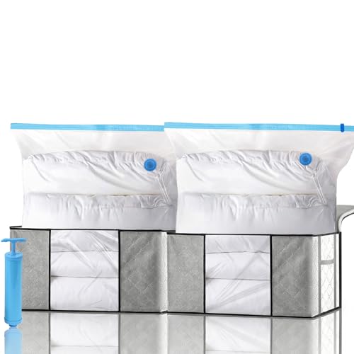 Sac Sous Vide Vetement Aspirateur - Housse Sous Vide pour Couette XXL - sac Rangement Sous Vide Grande Capacité - Housse de Rangement Couette - Kit pour...