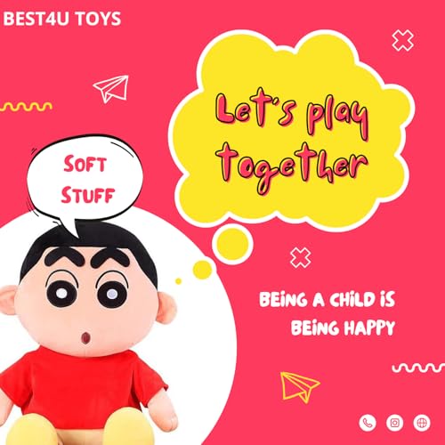Image of Shinchan Soft Toy 32cm Teddy Bear Soft Plush Stuffed Toy for Kids & Girlfriend, Soft Toy for Kids - Birthday Gift for Girls, Plush Toy Big Cuddly Hugging Bear, Gifts for Valentine's Day