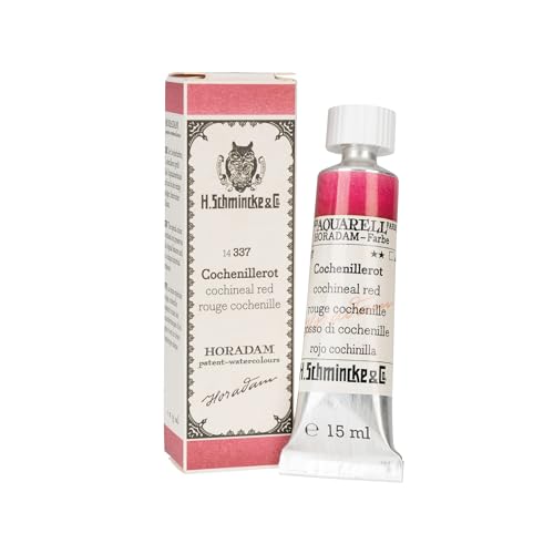 Schmincke - HORADAM® AQUARELL 74 337 006, Cochineal red, historical special shade, finest watercolors, retro, 15 ml tube …