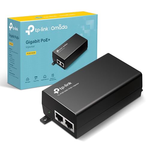 TP-Link POE160S PoE+ Injector IEEE 802.3af/at 2× Gigabit Ports Non-PoE to PoE Adapter Supplies Up to 30W Distance Up to 100m Plug & Play Wall/Desktop Mount Idea for AP/IP Camera/IP Phone