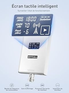 ANYCALL Amplificateur Reseau Mobile pour Bande 3 et 20, Amplificateur 4G LTE 3G GSM 2G pour Maison Bureau, Antenne à Haut Gain, Compatible avec Orange SFR Bouygues Telecom Free, écran Tactile