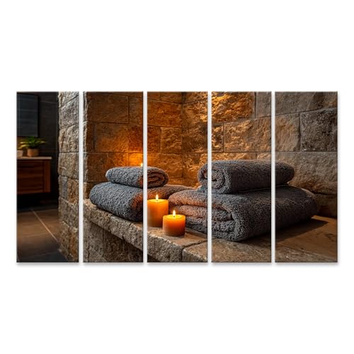 Tableau sur toile spa zen décoration murale moderne salle de bain 5 pièces XXL