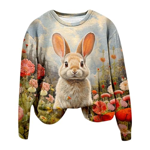 Sweatshirt femme col rond imprimé pull ajusté manches longues