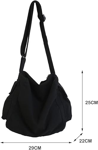Miniatura 7 de Aktudy Bolso bandolera de lona para mujeres y hombres, bolso bandolera grande con múltiples bolsillos para parejas