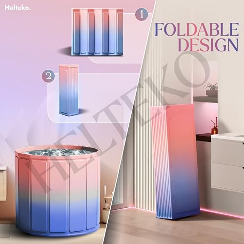 Image of Helteko Bath Tub for Adult for Bathroom, Foldable Tub for Home Use with Drainage Hole, Thickened Insulated Ice Bath Tub, Inflatable BathTub for Adults, Ice BathTub for Adults (Pink-Purple)