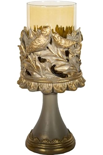 Candle Holder with Bird Accent Polyester Beige Color Single Piece