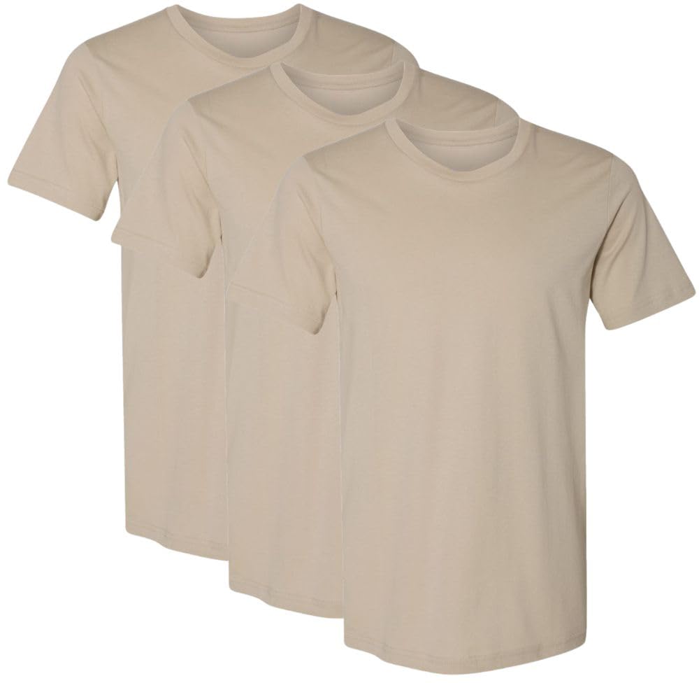 Solid Color Military Style T-Shirts | 100% Cotton Ring Spun Army Color Short Sleeve Crewneck Tee Shirts | 3 Pack