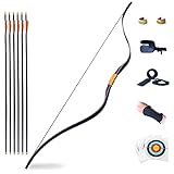 54' Lightweight Laminated Recurve Bow,Hunting Bow, Archery Bow and Arrows Set 15-50lbs (40 lbs)