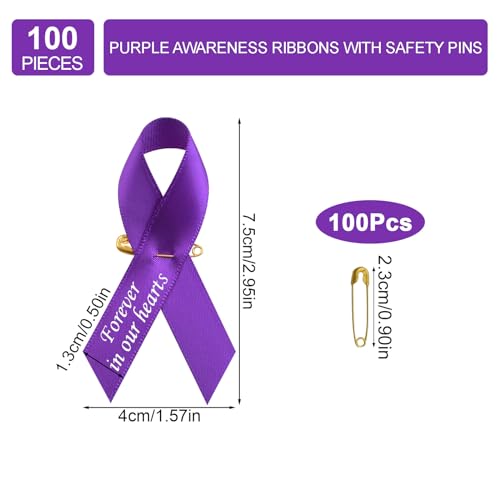 CRAFFANCY 100 PCS Purple Satin Ribbon Pins - Image 2