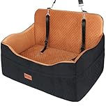 Vivifying Dog Car Seat, Memory Foam Large Back Seat Dog Bed for Medium&Large or Two Small Up to 25KG, Detachable and Washable, 10CM Height Elevated with Storage Pockets (Black&Brown)