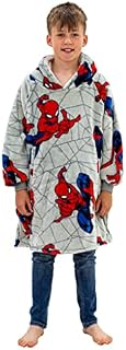 Disney Official Spiderman Oversized Wearable Hooded Fleece | Super Warm and Cosy Sherpa Lined | Perfect For Kids Aged 7-12 Years, One Size Suggested Height 85cm+ Multicoloured