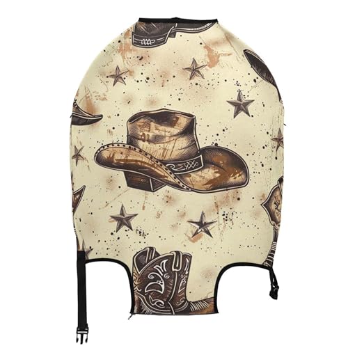 Joisal Vintage Cowboy Boots Hats Brown Suitcase Cover Custom Luggage Protector Protective Colors Travel Essentials for Women, S, Fits 18-20 Inch Case2