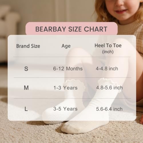 Image of Baby Toddler Ruffle Socks for Girls Cute Crew Grip Frilly Socks