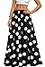 Sinono Women's Chiffon Stripe Maxi Skirt High Waist Mopping Floor Skirts (Small, Black Dot)