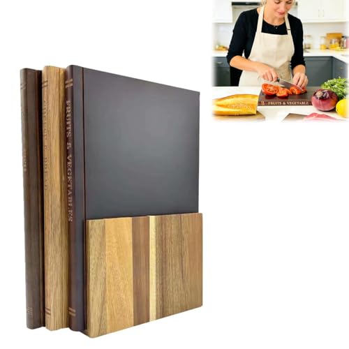 Set di 3 Pezzi Tagliere a Forma di Libro in Legno, Double-face Taglieri per Cucina, Taglieri con Supporto, Resistente e Raffinato Taglieri per Tagliare e Servire Antipasti, Pane, Formaggi