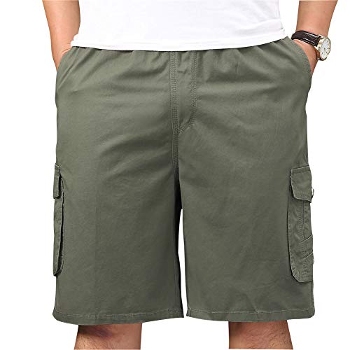 Xinnande Mens Cotton Loose Fit Full Elastic Waist Twill Cargo Short With Drawstring Army Green 42 #TOP2