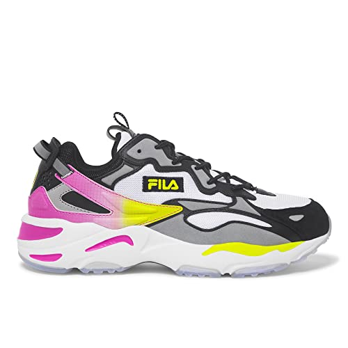 Fila Men's Ray Tracer Apex Sneaker, White/Black/Safety Yellow, 10.5