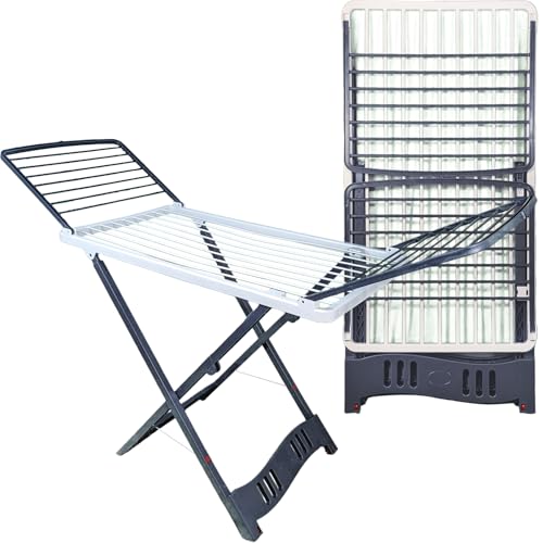 Sicignano - Tendedero plegable antideslizante con ruedas Aladino, 20 metros de tendición, 100% resina, con gancho de seguridad, estable, fabricado en Italia