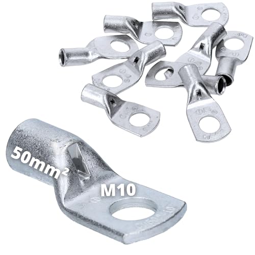 Lot de 10 cosses tubulaires Cembre A10-M10 50 mm² M10 non isolées en cuivre étamé