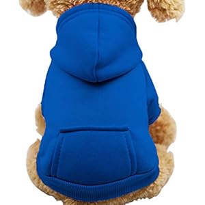 Jecikelon Winter Dog Hoodie Sweatshirts with Pockets Warm Dog Clothes for Small Dogs Chihuahua Coat Clothing Puppy Cat Custume (Small, Dark Blue)