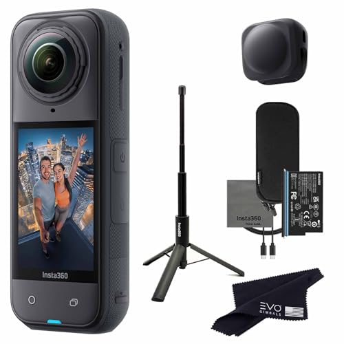 Image of Insta360 X5 Tripod Selfie Stick Bundle -8K Waterproof 360 Action Camera with 1 /2 inch Sensors, 8K 360 HDR Video,Perfect for Matterport 360 House Tour|Bundle Includes Tripod Selfie Stick, Lens Cap(No Card)