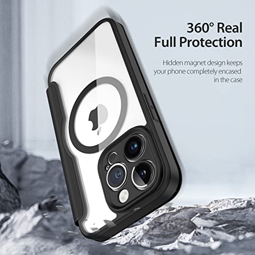 Étui à rabat pour iPhone 14 Pro résistant aux chocs protection noire - 6