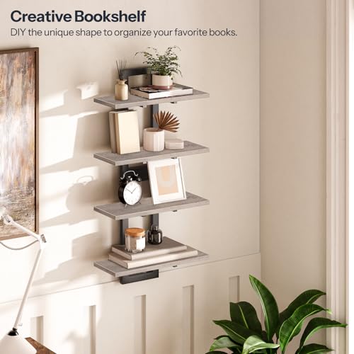 Image of HOOBRO Floating Shelves, 15 Inch Wall Shelf Set of 2, Wall Mounted Storage Shelves 2-Tier, Hanging Bathroom Shelves, for Living Room, Bedroom, Bathroom, Kitchen, Greige BG32BJ01
