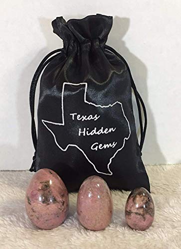 Set of 3 Natural Rhodonite Eggs Kegel Exercise Weights Texas Hidden Gems