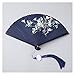 LAOTTRE Wooden Navy Blue Folding Fan with a Tassel, Portable Rids Folded Fan, Chinese Style Handmade Small Dance Fan, 7.3