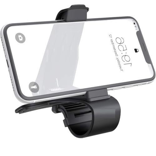 AUTOZOCO Soporte Móvil Coche, Sujeta Móvil para Coche, Clip para Teléfono de Coche, Soporte Universal de Teléfono para Coche, Diseño Pinza, Goma Anti Deslizante, PVC, Negro
