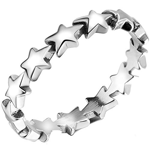Bague étoile empilable en acier inoxydable pour fiançailles et quotidien