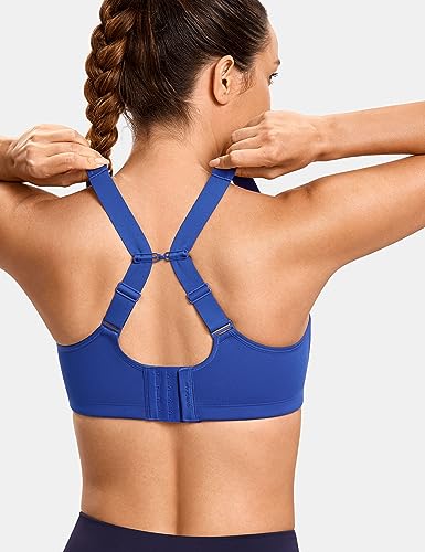 Image of SYROKAN High Impact Sports Bras for Women No Uniboob Unlined Underwire Adjustable Cross Back Bra