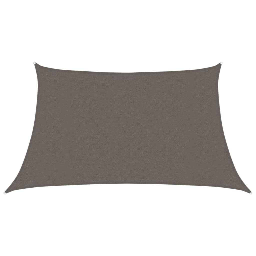 Voile d'ombrage anthracite 3x2m en HDPE 160g/m² avec cordes