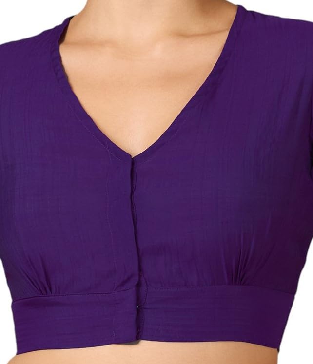 Image of Studio Shringaar Women Viscose Half Sleeve Smart V Neck Readymade Saree Blouse