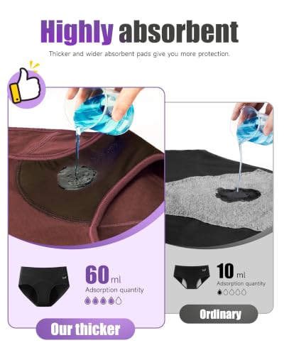 Image of TANSTC Period Underwear for Women Heavy Flow | Leakproof Menstrual Panties Postpartum, Cotton Soft Breathable Briefs 3 Pack