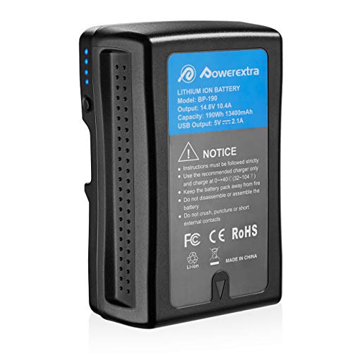 Powerextra 190Wh (13400mAh) V Mount/V-Lock Battery Compatible with Sony Camera Camcorder Broadcast Replacement