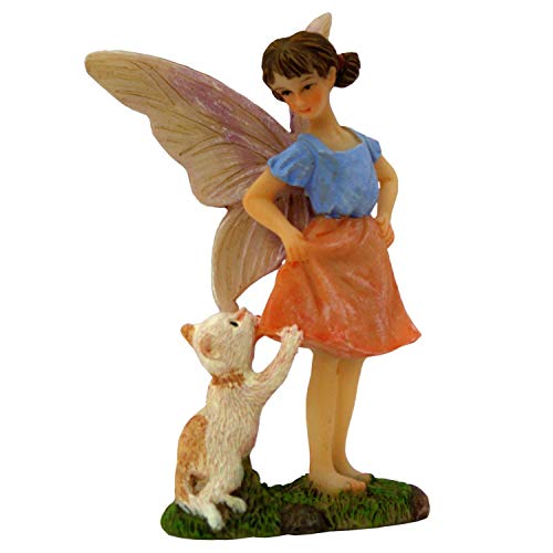 PRETMANNS Fairy Garden Fairy Accessories â€“ Miniature Garden Fairy Figurine â€“ Standing Fairy Ava with Cat â€“ Fairy Garden Supplies 1 Piece for Indoor or Outdoor Fairy Garden
