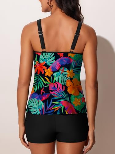 Summer Mae Women's Tankini Swimsuits 2 Piece Tummy Control Bathing Suit with Pocket Shorts Ring Linked 2025 Swimwear2