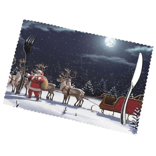 Sets de table lavables et résistants à la chaleur imprimé Noël pour table propre