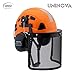UNINONA Forestry Safety Helmet with Face Shield and Ear Muffs Chainsaw Helmet Forestry Garden Mowing Logging Arborist Tree Cutting Tree Climbing Work OSHA Hard Hats(S92 Orange+Earmuff+Shiled)