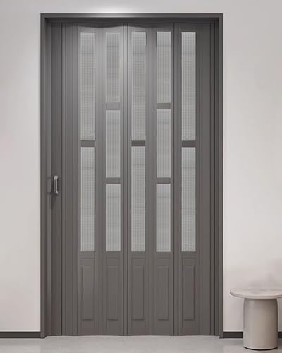 Séparateur de pièce accordéon en PVC gris idéal pour le garde-manger