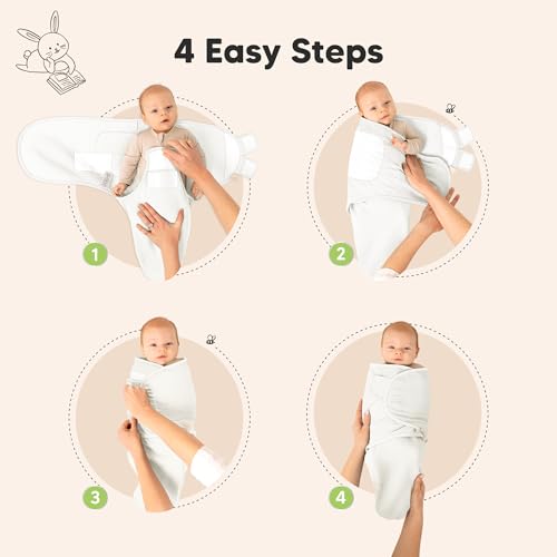 Image of 3-Pack Organic Swaddles for Newborns, Baby Swaddles 0-3 Months (Soft White) | Newborn Swaddle Sleep Sacks, Soft Cotton, Infant, Baby Swaddle Wraps, Girls, Boys, Large Hook & Loop Closure