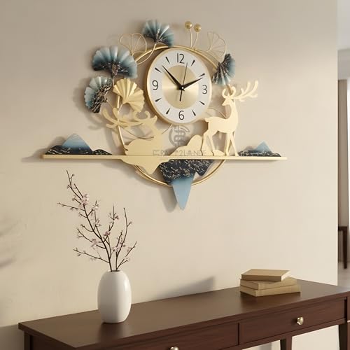 Image of Craft2lance 30-Inch Wall Clock Decor Art Sculpture for Home & Office | Modern Large Deer Metal Wall Clock for Living Room, Bedroom, Restaurant & Cafe | Stylish Decorative Timepiece (76 cm)